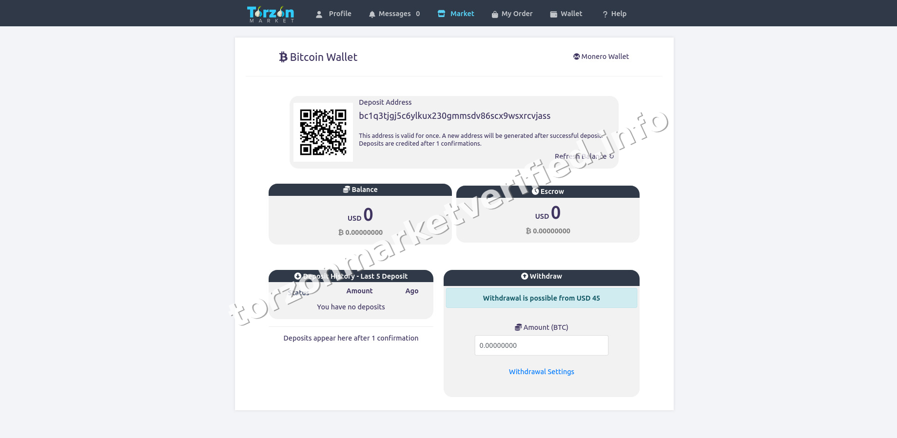 Torzon Market Verified interface — view 1